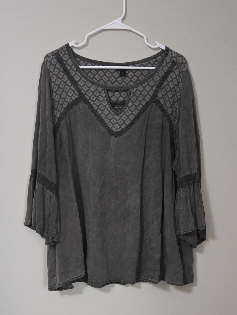torrid Gray Crochet-Yoke Boho Tunic